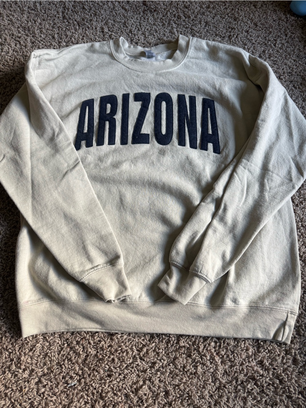 Arizona Graphic Crewneck Sweatshirt in Cream with Navy Logo